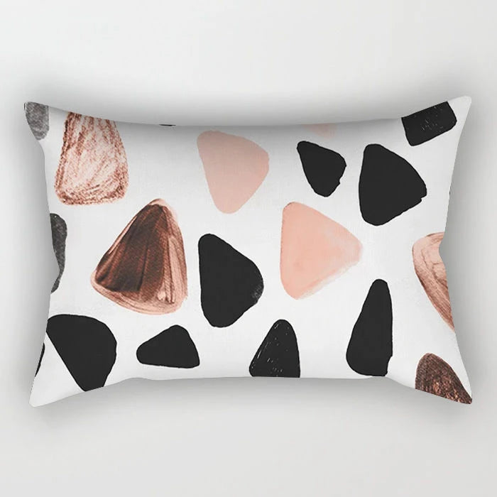Nordic Pink Checkered Striped Cushion Pillowcase For Office Living Room