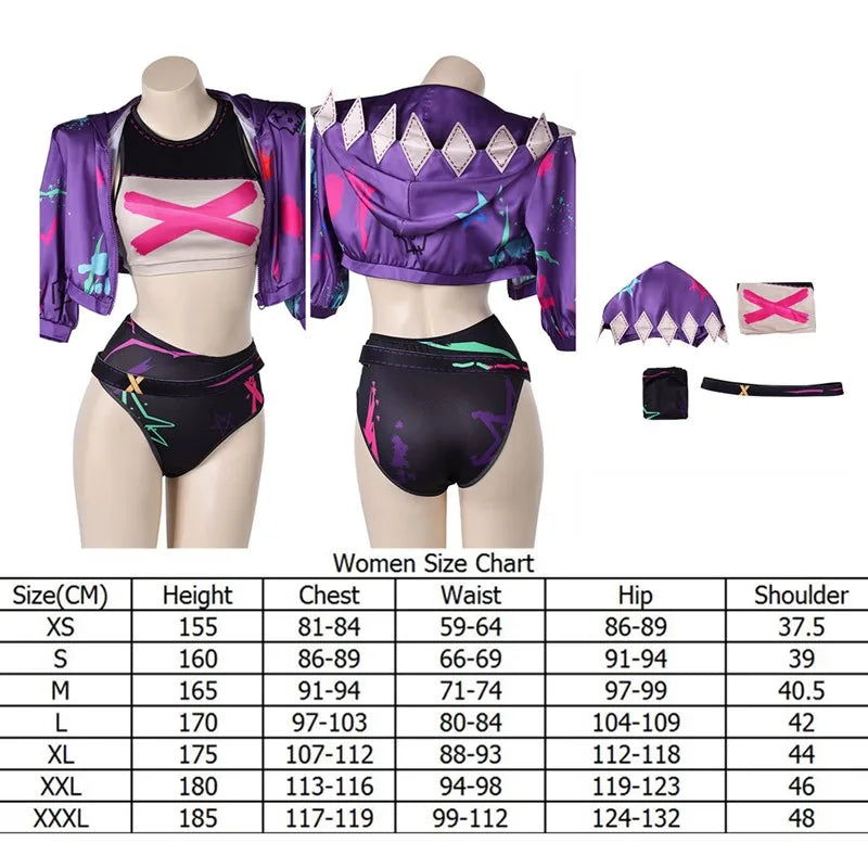 LOL Jinx Cosplay Swimsuit Summer Bikini Swimwear Skirt Costume