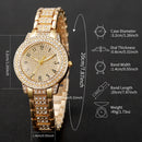 Women's Fashion Diamond Quartz Watch Jewelry Set Gold Steel Band