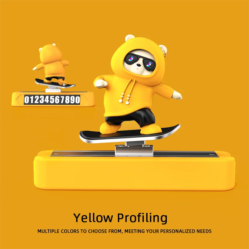 Car Dashboard Decoration Skateboard Bear Magnetic Number Plate