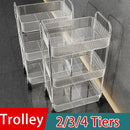 Mobile Rolling Storage Cart With 2 3 4 Tiers Multi-Layer Organizer