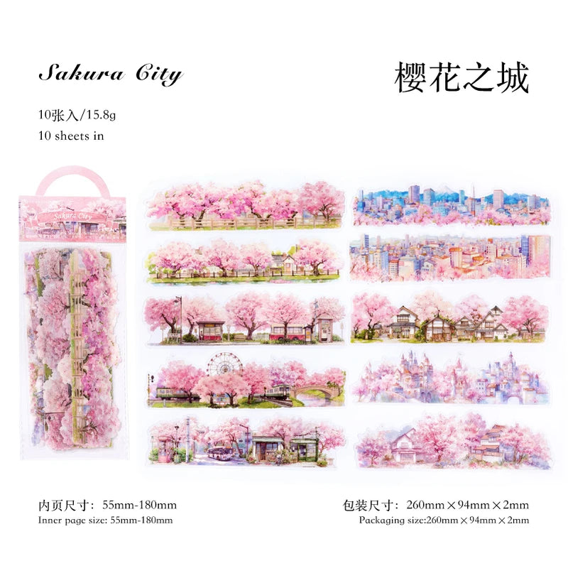 10pcs Landscape Stickers Pack For Scrapbooking DIY Journal Collage