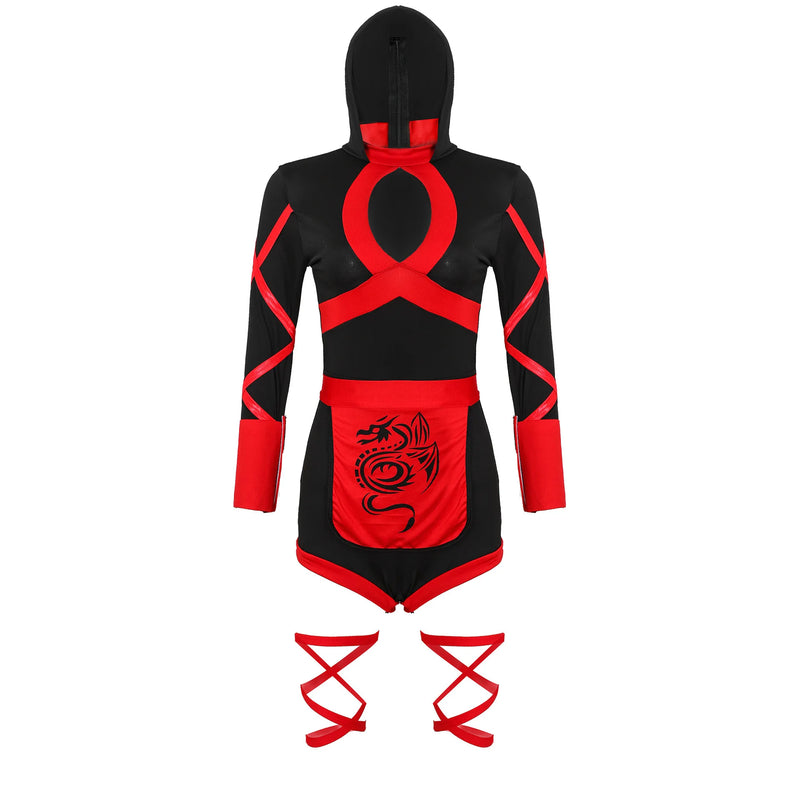 Women Ninja Costume One-piece Anime Samurai Cosplay Jumpsuit Uniform