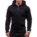 Mens Zip Hooded Sweatshirt Jacket Solid Colour Casual Lightweight Top