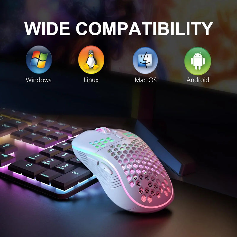 2.4G Wireless Gaming Mouse RGB Lighting Adjustable DPI Ergonomic Design