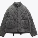ZW Women's Cotton Jacket Vintage Quilted Coat High Collar Large Pockets