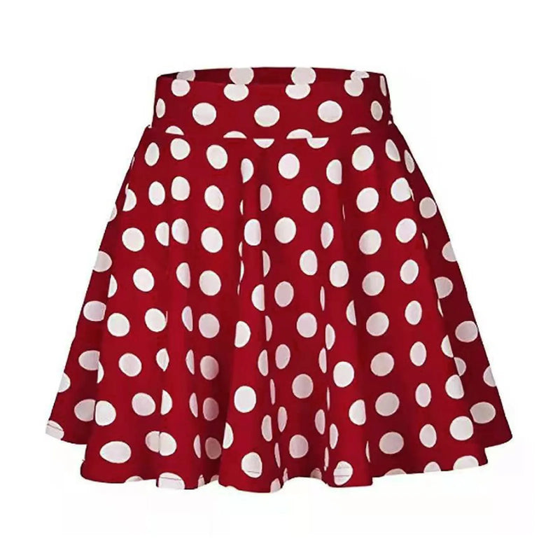 Plus Size Pleated Skirt Knee Length Flared Casual Women Skirt