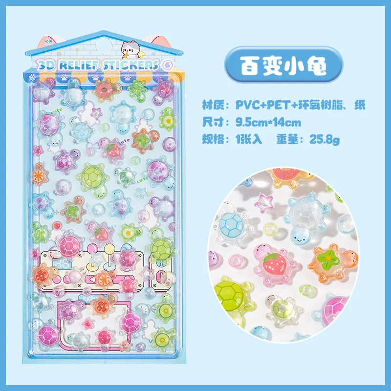 3D Embossed Stickers Cute Scrapbooking DIY Journaling Craft Supplies