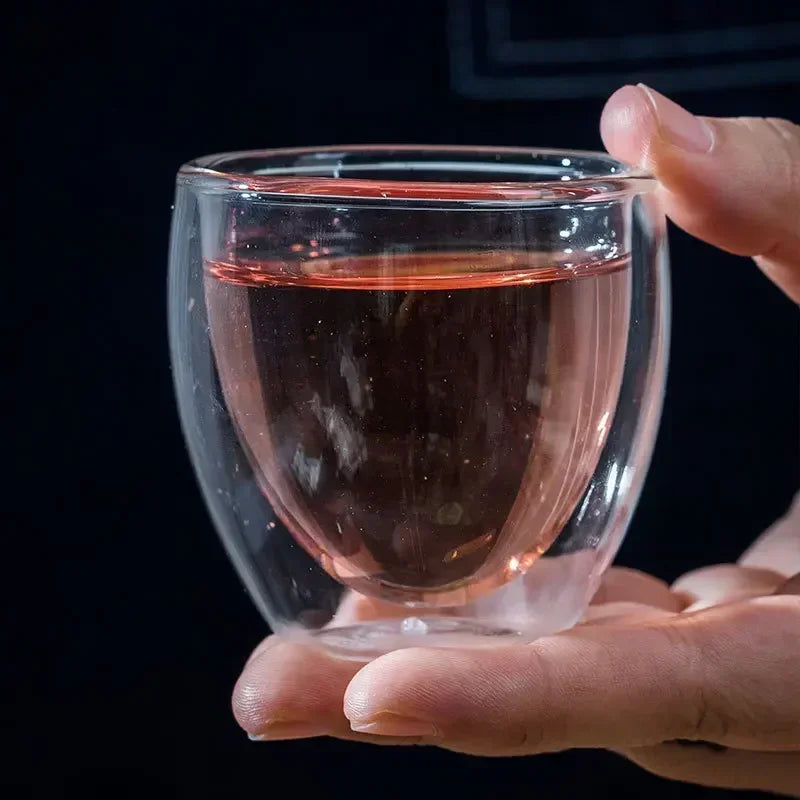Double Wall Borosilicate Glass Mug Set Heat Resistant Tea Coffee Cups