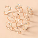 Women’s Gold Chain Ring Set 10Pcs Bohemian Coin Snake Star Jewelry