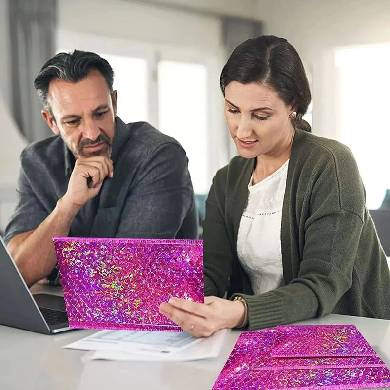 50Pcs Holographic Bubble Mailer Rose Red Padded Envelopes For Shipping