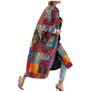 Women's Oversized Trench Coat Long Bell Sleeve Printed Boho Chic