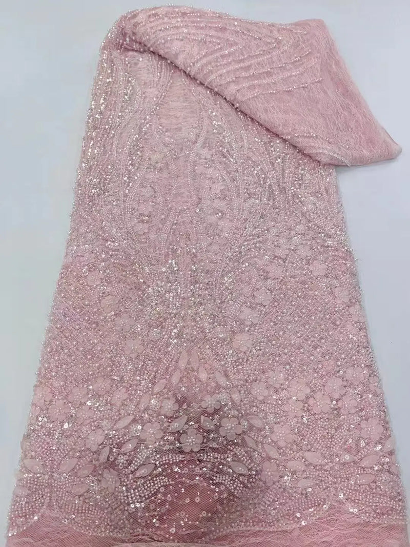 African Lace Fabric Beaded Embroidery French Tulle Wedding Dress Sew