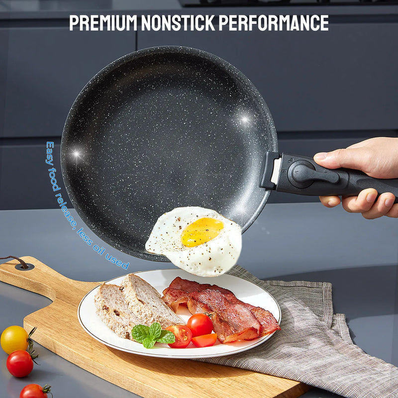 Induction Cookware Set 10 Pieces Nonstick Pots Pans Removable Handles