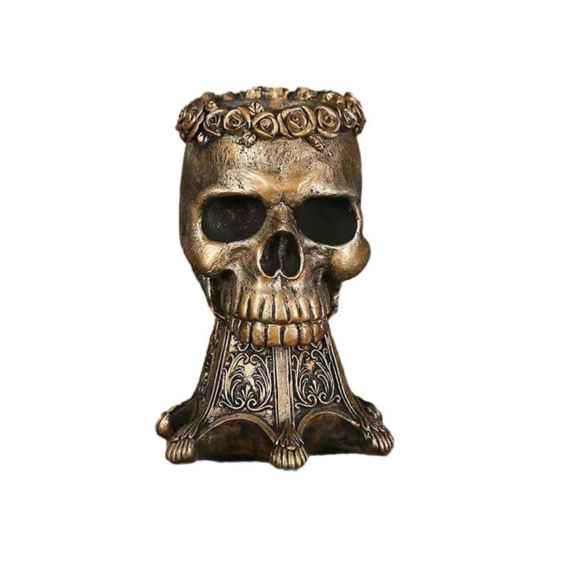 Skull Head Vase Resin Craft Creative Halloween Home Decoration