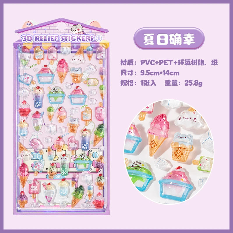 3D Embossed Stickers Cute Scrapbooking DIY Journaling Craft Supplies