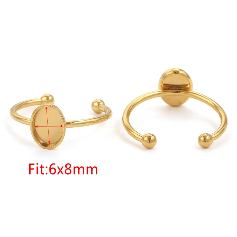 10pcs Adjustable Stainless Steel Ring Settings Blank Base For Jewelry