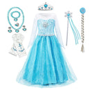 Elsa Anna Princess Dress Girls Mesh Sequin Snow Queen Costume Gown