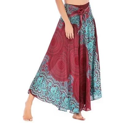 Boho Maxi Skirt Women Vintage Two Way Wear Beach Dress Skirt