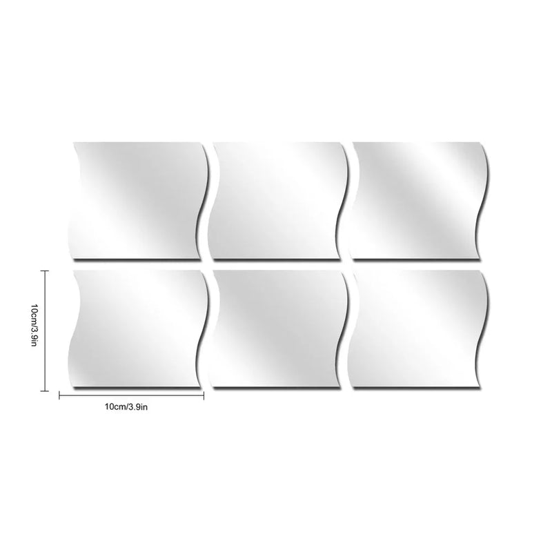 10 Pieces 3D Mirror Wall Sticker Wave Combination For Living Room