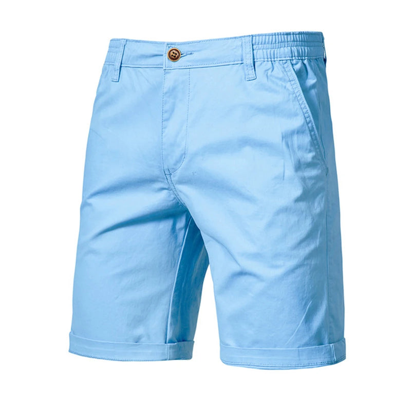 Men's Cotton Shorts Solid Color Elastic Waist Casual Business Pants