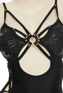 Gothic One-Piece Swimsuit Women Butterfly Lace-Up Cutout Swimwear