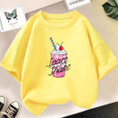 Girls Strawberry Milk Shake T-shirt Cute Pink Cartoon Short Sleeve Tee