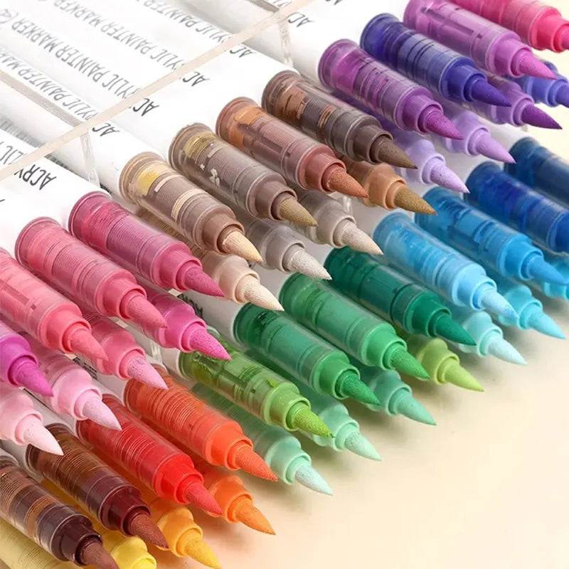 Languo 9pcs Acrylic Marker Pen Set Soft Brush Paint Pens For Art