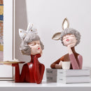 Creative Bow Girl Resin Vase Statue Decoration For Living Room Bedroom