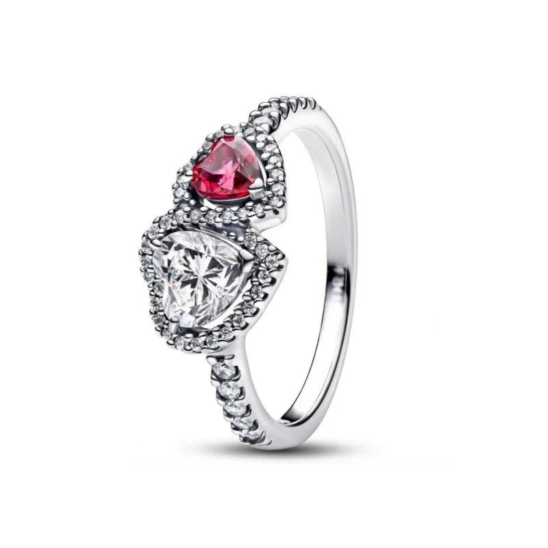 Disney Pink Bow Heart Ring Sparkling Double Heart Design For Women