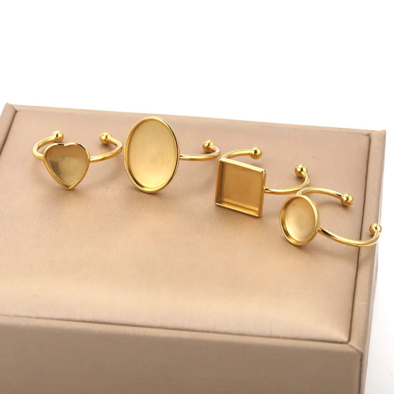 10pcs Adjustable Stainless Steel Ring Settings Blank Base For Jewelry