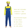 4pcs Luigi Cosplay Costume Super Bros Jumpsuit Anime Outfit