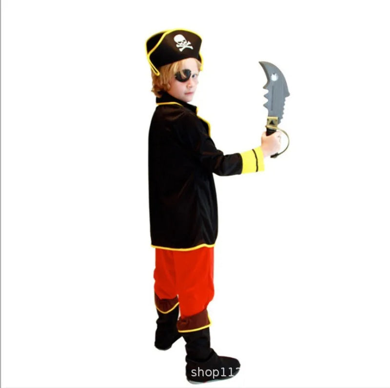 Kids Pirate Costume With Hat Mask For Birthday Halloween Party
