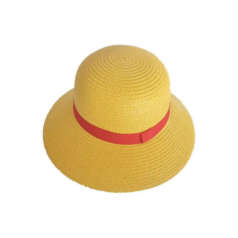 Luffy Cosplay Costume Monkey D Red Top Pants Hat For Adults Kids