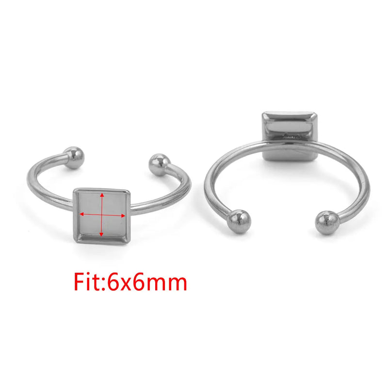 10pcs Adjustable Stainless Steel Ring Settings Blank Base For Jewelry