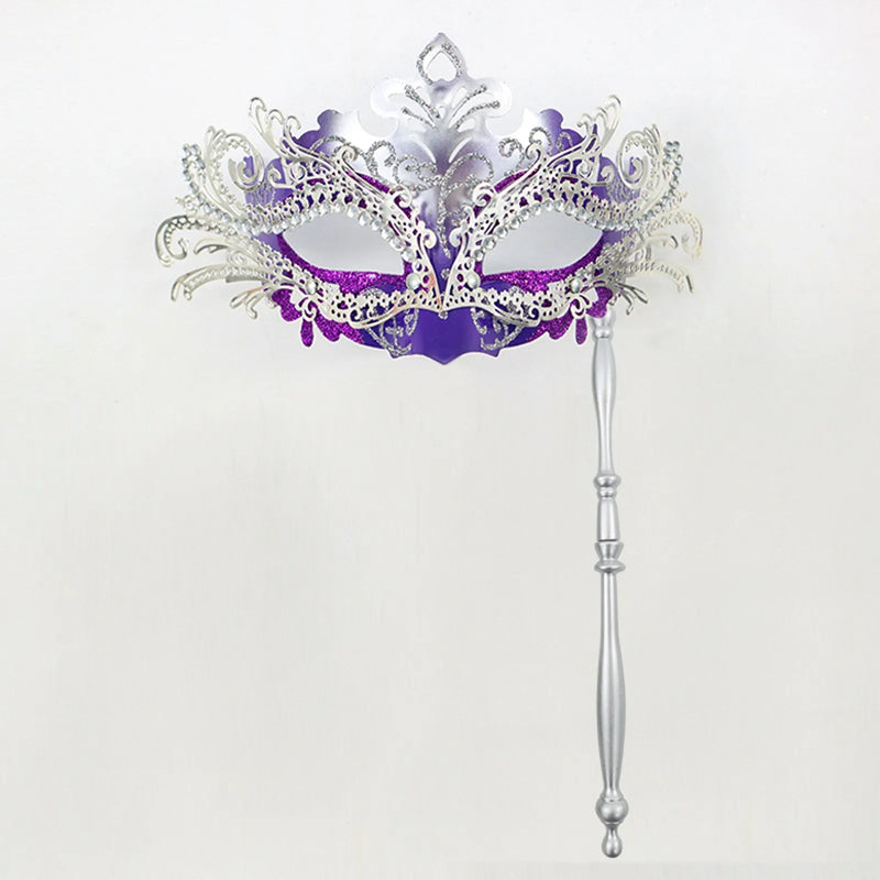 Venetian Masquerade Mask With Holding Stick For Womens Party