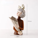 Creative Bow Girl Resin Vase Statue Decoration For Living Room Bedroom