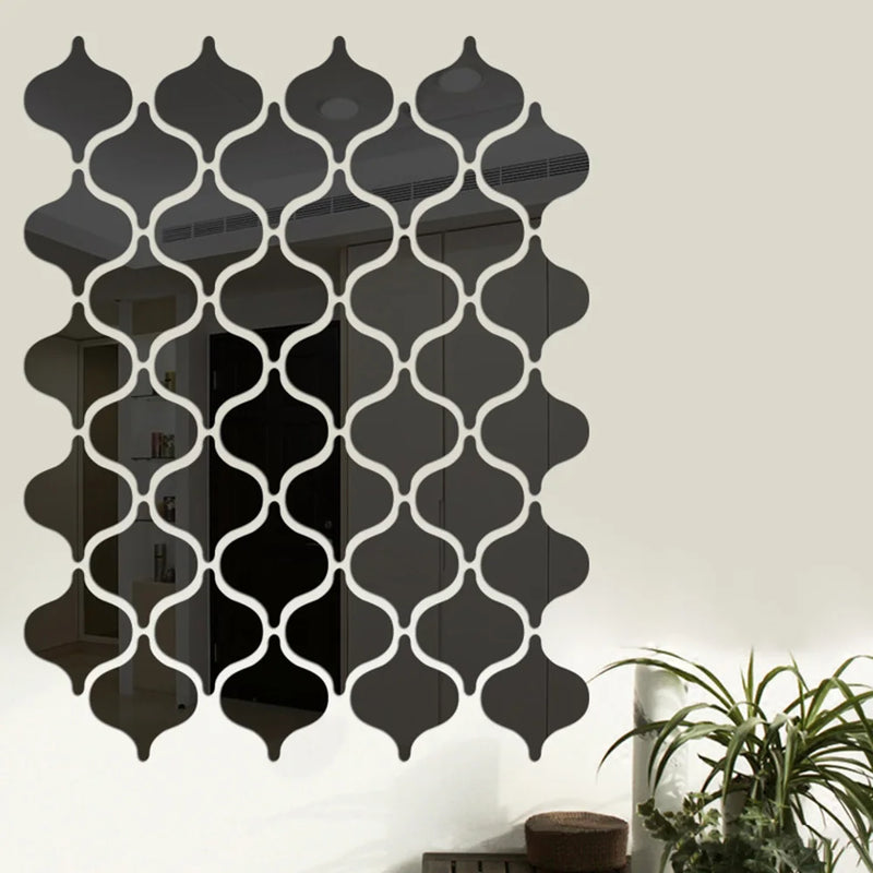 10pc Modern Geometric Gourd Acrylic Mirror Wall Stickers Set
