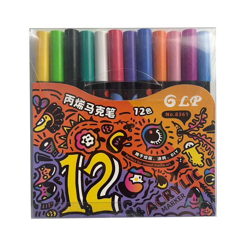 12-36 Colors Acrylic Paint Markers Pen 1-2mm Water Resistant