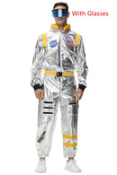 Adult Silver Astronaut Costume Space Jumpsuit For Men And Women