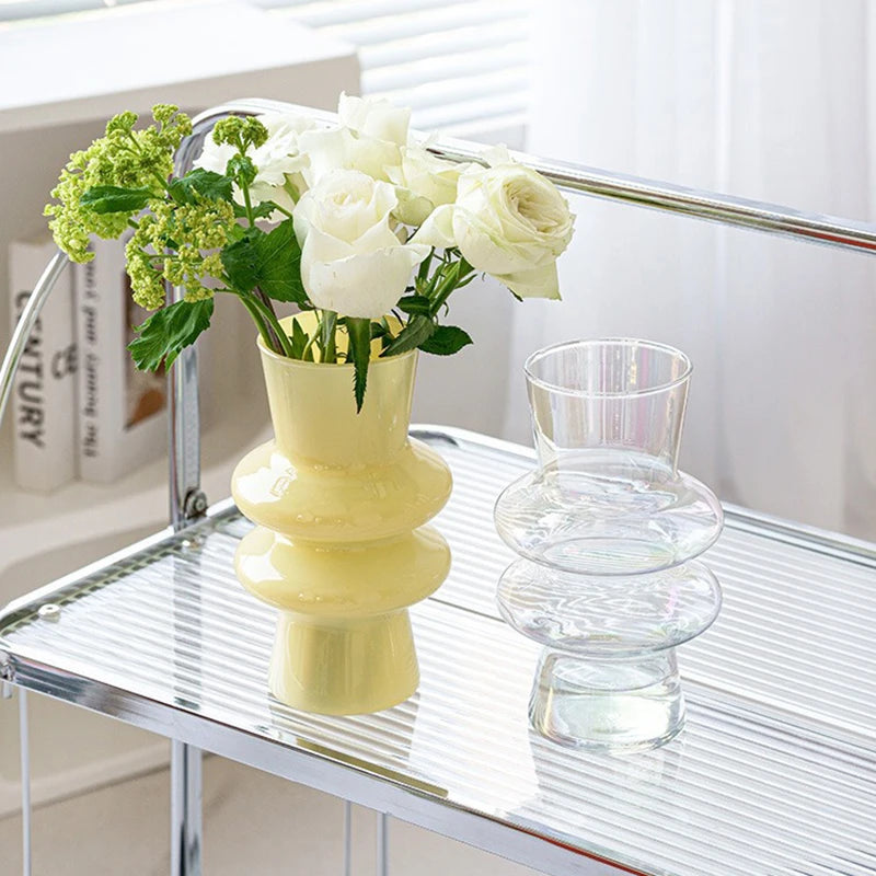 Modern Pink Glass Vase Hydroponic Flower Vase For Home Decor