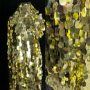 1yard 4cm Golden Sequin Fabric Oval Shape For Ceremonial Dress