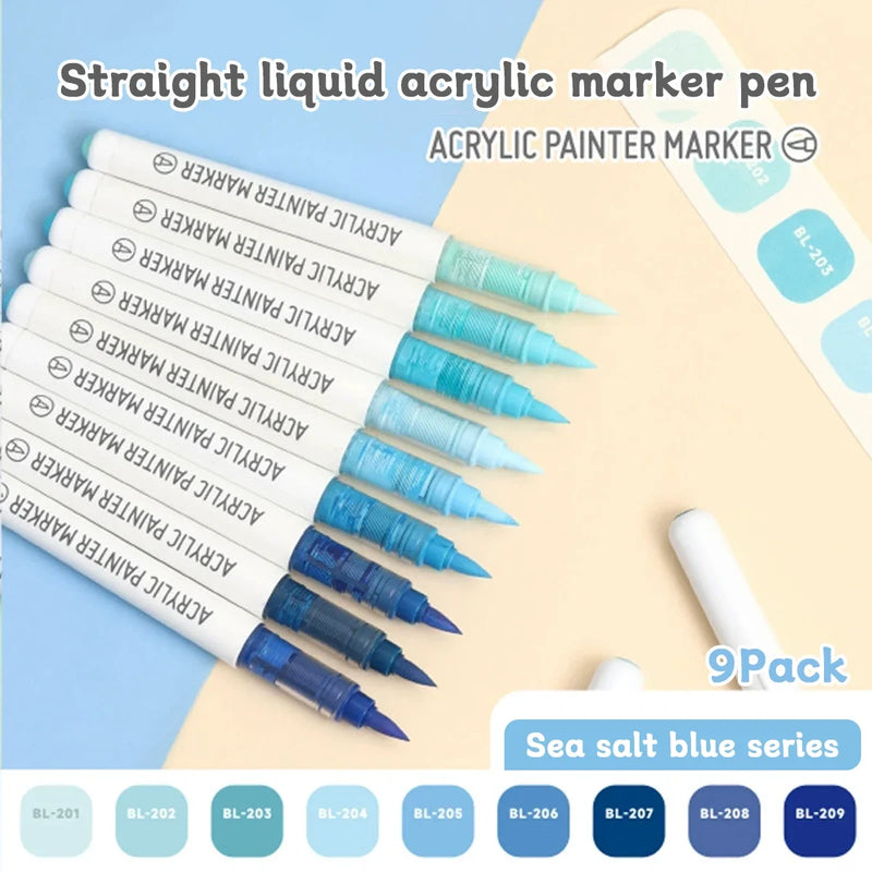 9pcs Acrylic Markers Set For Rock Painting Glass DIY Craft Supplies