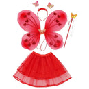 Girl Fairy Costume Butterfly Wings Wand Headband Skirt Set
