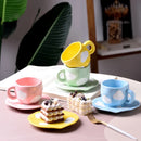Clouds Ceramic Coffee Cups With Saucers Irregular Dessert Plates Set