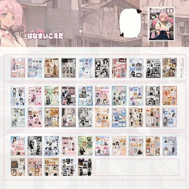 Retro Comic Style Sticker Books DIY Planner Scrapbook Set