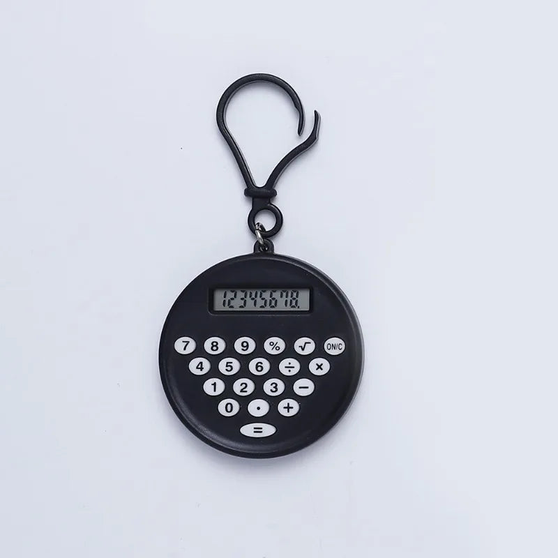 Mini Calculator Pendant Small Round Silent Button Portable Keychain