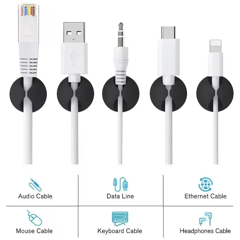 5/50Pcs Cable Clip Organizer Round Cord Clips Wire Holder Clamp