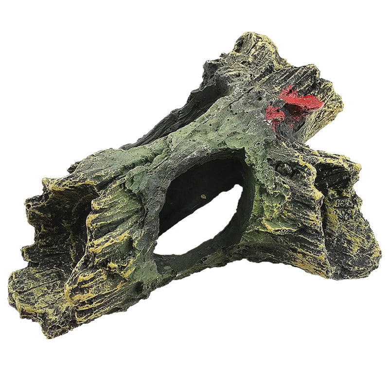 Fish Tank Decor Hollow Log Aquarium Escape Hole Dead Wood Ornament
