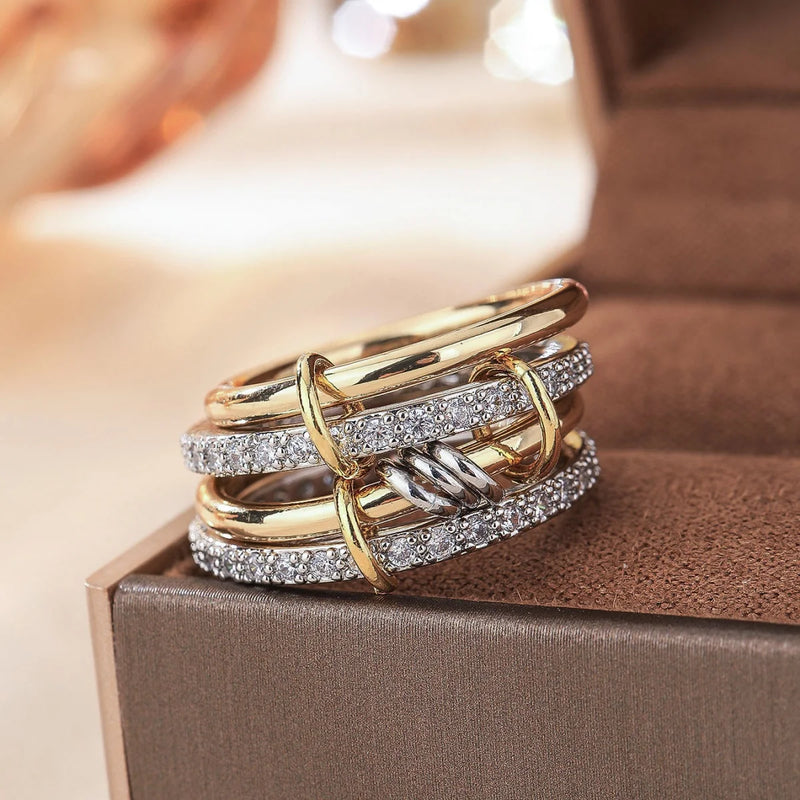 Two-Color Copper Ring Four-Ring Stacking Jewelry For Women